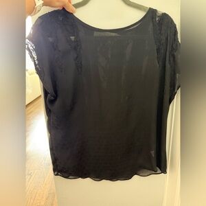 TBags Los Angeles Elegant Black Sheer Women's Top